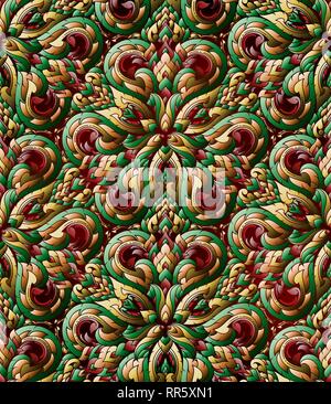 Thai traditionelle ethnische Kunst abstrakt, auf dreidimensionale nahtlose Muster. Stock Vektor