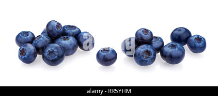 Blueberry isoliert auf weißem Hintergrund. Ein Haufen von frischen Blaubeeren, Nahaufnahme, Sammlung Stockfoto