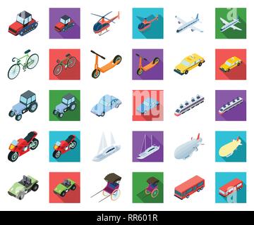 Luft, Flugzeug, Luftschiff, Kunst, Fahrrad, Bus, Auto, Warenkorb, Cartoon, flach, Sammlung, Design, verschiedene, Golf, Hubschrauber, Icon, Illustration, isoliert, kubisch, Logo, Motorrad, Bewegung, Rikscha, Straße, Scooter, Meer, Satz, Zeichen, Symbol, Taxi, Technik, verfolgt, Traktor, Bahn, Verkehr, Transport, LKW, Typ, Vektor-, Fahrzeug-, Web-, Yacht Vektor Vektoren, Stock Vektor