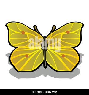 Der Schmetterling wird aus dem Fruchtfleisch reifer Zitronen auf weißem Hintergrund. Vektor cartoon Close-up Abbildung. Stock Vektor