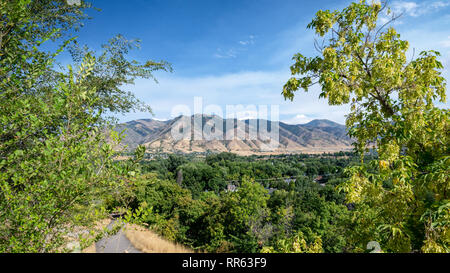 Blick auf Mount Logan, vom Logan, Utah, United States Stockfoto