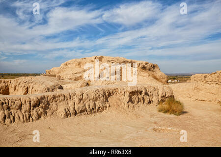 Die Ruinen der Festung in Toprak-Kala Kyzylkum Wüste, Karakalpakstan, Usbekistan, in Zentralasien Stockfoto