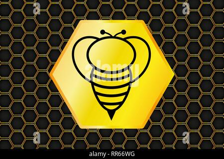 Honeycomb Hintergrund und Biene logo, Vektor, Abbildung, eps 10-Datei Stock Vektor