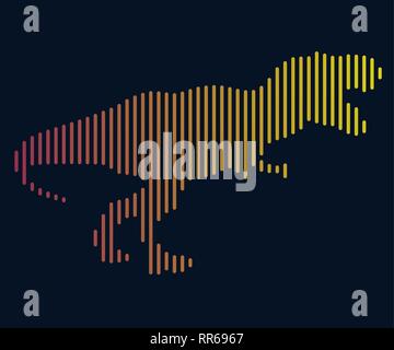 Die lineare Abbildung: ein Dinosaurier. Logo Stock Vektor