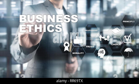 Business Ethnics Philosophie Verantwortung Ehrlichkeit Konzept. Mixed media Hintergrund. Stockfoto