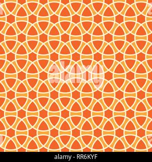 Abstrakte geometrische nahtlose Muster in Orange und Gelb. Elegante Textur. Wiederholt Farbe Ornament. Vector Hintergrund mit sich überschneidende Kreise Stock Vektor