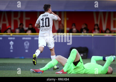 Bologna, Italien. 24 Feb, 2019. Fußball, Serie A TIM 2018-19 - BOLOGNA JUVENTUS 0-1 dargestellt: DYBALA Credit: Unabhängige Fotoagentur/Alamy leben Nachrichten Stockfoto