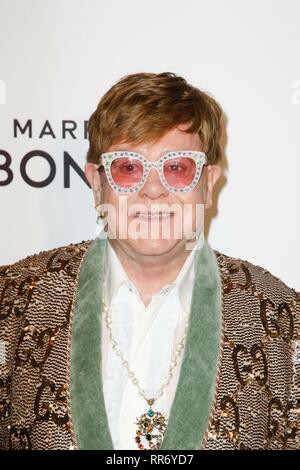 Los Angeles, USA. 24 Feb, 2019. CA - 24. Februar: Elton John in der Elton John AIDS Foundation Academy Awards anzeigen Party in West Hollywood Park am Februar 24, 2019 in Los Angeles, Kalifornien. Foto: Absturz/imageSPACE Credit: Imagespace/Alamy leben Nachrichten Stockfoto