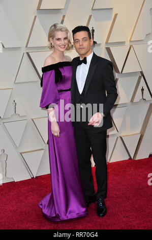 Los Angeles, USA. 24 Feb, 2019. LOS ANGELES, Ca. Februar 24, 2019: Rami Malek & Lucy Boynton an der 91st Academy Awards im Dolby Theater. Credit: Paul Smith/Alamy leben Nachrichten Stockfoto