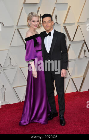 Los Angeles, USA. 24 Feb, 2019. LOS ANGELES, Ca. Februar 24, 2019: Rami Malek & Lucy Boynton an der 91st Academy Awards im Dolby Theater. Credit: Paul Smith/Alamy leben Nachrichten Stockfoto