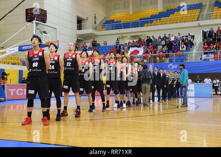 Doha, Katar. 24 Feb, 2019. Japan Spieler pirior der FIBA Basketball WM 2019 asiatischen Qualifier zweite Runde Gruppe F Spiel zwischen Katar und Japan in Doha, Katar, 24. Februar 2019. Credit: Yoshio Kato/LBA/Alamy leben Nachrichten Stockfoto