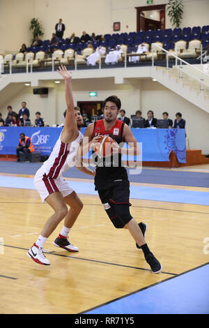 Doha, Katar. 24 Feb, 2019. Japans Kosuke Gebrauchte während der FIBA Basketball WM 2019 asiatischen Qualifier zweite Runde Gruppe F Spiel zwischen Katar und Japan in Doha, Katar, 24. Februar 2019. Credit: Yoshio Kato/LBA/Alamy leben Nachrichten Stockfoto