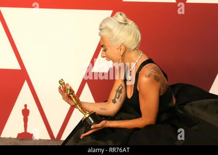 Los Angeles, USA. 24 Feb, 2019. LOS ANGELES, Ca - 24. Februar: Lady Gaga auf der 91. jährlichen Academy Awards Presse Zimmer im Dolby Theatre am 24. Februar 2019 in Los Angeles, Kalifornien. Foto: Christopher Victorio/imageSPACE Credit: Imagespace/Alamy leben Nachrichten Stockfoto