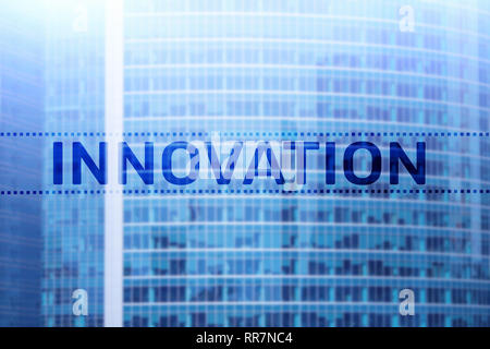 Double Exposure innovation Tex. Wirtschaft und Technologie Konzept. Stockfoto