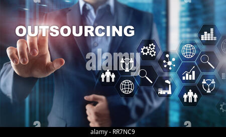Outsourcing Human Resources. Global Business Industrie Konzept. Freiberufliche Auslagern internationale Partnerschaft Stockfoto