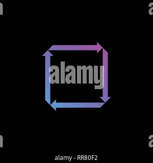 Kreative symmetrische Pfeile Logo Symbol. Vector Illustration auf Schwarz isoliert Stock Vektor