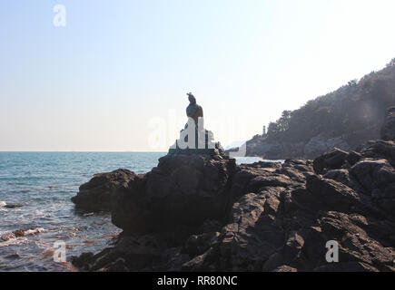 Meerjungfrau in Dongbaekseom, Haeundae, Busan, Südkorea, Asien Stockfoto