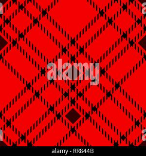 Minimale einfarbig Schwarz Rot nahtlose Tartan check Plaid pixel Muster für Fabric Designs. Vichy Karo Muster Hintergrund.eps 10. Stock Vektor