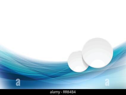 Abstrakt Blau wellen Muster und weiße Kreise Hintergrund. Vektor Design vorlage Stock Vektor