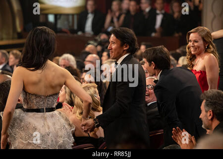 Elizabeth Chai Vasarhelyi und Jimmy Chin den Oscar® für den besten Dokumentarfilm während des Live ABC Telecast der 91 Oscars® auf der Dolby® Theater in Hollywood, CA am Sonntag, 24. Februar 2019 annehmen. Stockfoto