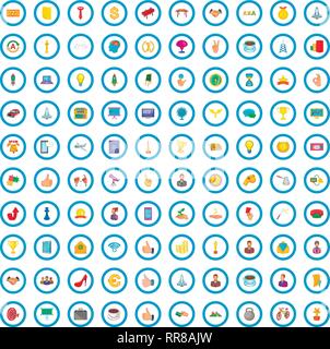 100 coaching Symbole gesetzt, cartoon-Stil Stock Vektor