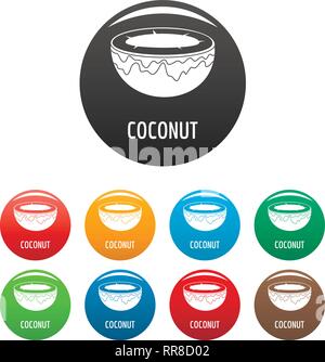 Coconut Icons Set 9 Farbe Vektor isoliert auf Weiss für jedes Design Stock Vektor