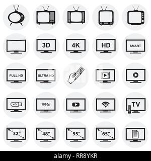TV Symbole auf Kreise Hintergrund für Grafik- und Webdesign, modernen einfachen Vektor unterzeichnen. Internet Konzept. Trendy Symbol für Web site Design web-Taste oder mobile App. Stock Vektor