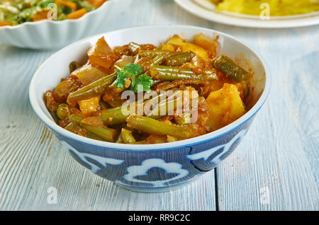 Bohnen und Kartoffeln Subji, Punjabi Aloo Bohnen Subzi Stockfoto