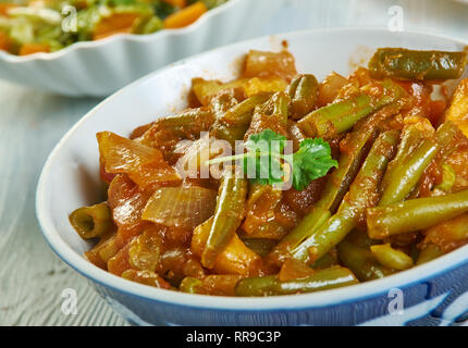 Bohnen und Kartoffeln Subji, Punjabi Aloo Bohnen Subzi Stockfoto