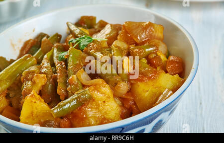 Bohnen und Kartoffeln Subji, Punjabi Aloo Bohnen Subzi Stockfoto