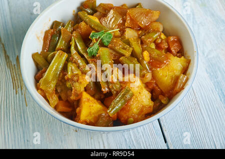 Bohnen und Kartoffeln Subji, Punjabi Aloo Bohnen Subzi Stockfoto