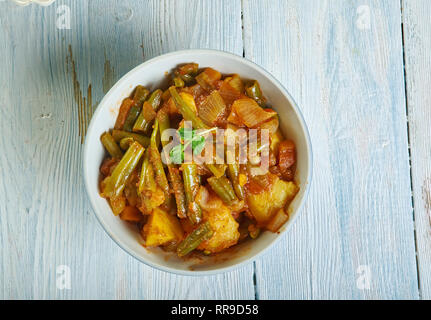 Bohnen und Kartoffeln Subji, Punjabi Aloo Bohnen Subzi Stockfoto