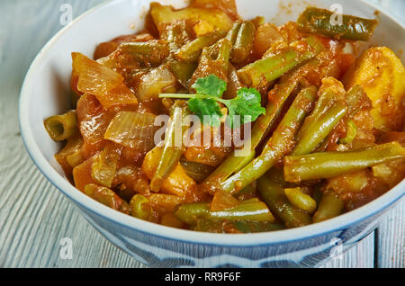 Bohnen und Kartoffeln Subji, Punjabi Aloo Bohnen Subzi Stockfoto