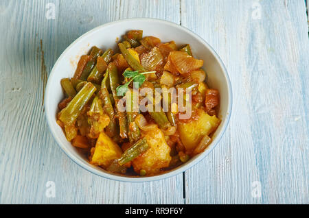 Bohnen und Kartoffeln Subji, Punjabi Aloo Bohnen Subzi Stockfoto