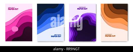 Abstrakte Papier geschnitten und Flüssigkeit Flüssigkeit Web Banner Broschüren. Papier wellen Hintergrund mit 3D-Effekt Stock Vektor