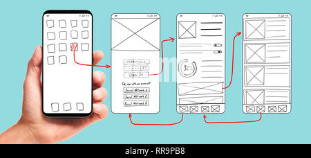 Entwicklung von mobilen App UI Stockfoto