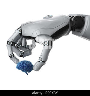 3D-Rendering robotic Hand blau Gehirn Stockfoto