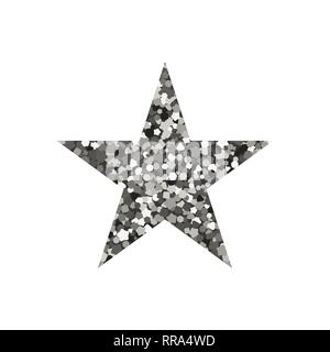 Silberner Stern. Vektorabbildung. Flaches Symbol. Die Textur des Glitzers. Stock Vektor