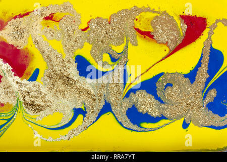 Gelb und Gold Marmorierung Muster. Golden Marmor flüssige Textur. Stockfoto