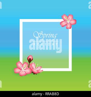 Frühling Urlaub Hintergrund mit Pink Cherry Blossom Flowers Vektor-illustration EPS 10. Stock Vektor