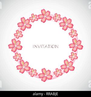 Pink Cherry Blossom Flowers von Sakura Kreis Einladung Vektor-illustration EPS 10. Stock Vektor