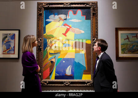 Bonhams. New Bond Street, London, UK. 25 Feb, 2019. Menschen Blick Viaggiata von Angel Canevari (1901-1955). Schätzung £ 1.000-1.500 Bonhams impressionistischen und modernen Kunst Verkauf in London stattfinden am 28. Februar 2019. Credit: Dinendra Haria/Alamy leben Nachrichten Stockfoto