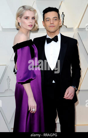 Los Angeles, USA. 24 Feb, 2019. Lucy Boynton und Rami Malek die Teilnahme an der 91. jährlichen Academy Awards in Hollywood & Highland Center am Februar 24, 2019 in Hollywood, Kalifornien. Credit: Geisler-Fotopress GmbH/Alamy leben Nachrichten Stockfoto