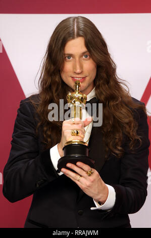 Hollywood, Kalifornien, USA. 24 Feb, 2019. Ludwig Goransson, auf der 91. jährlichen Academy Awards Presse in Hollywood und Highland am 24. Februar 2019 in Hollywood, Kalifornien. Credit: Faye Sadou/Medien Punch/Alamy leben Nachrichten Stockfoto