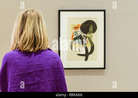 London, Großbritannien. 25 Feb, 2019. JOAN MIRÓ (1893-1983) Sans titre £ 10.000 - 15.000. Bonhams impressionistischen und modernen Kunst Verkauf in London am 28. Februar. Credit: Claire Doherty/Alamy leben Nachrichten Stockfoto