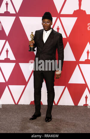Hollywood, Kalifornien, USA. 24 Feb, 2019. Mahershala Ali, auf der 91. jährlichen Academy Awards Presse in Hollywood und Highland am 24. Februar 2019 in Hollywood, Kalifornien. Credit: Faye Sadou/Medien Punch/Alamy leben Nachrichten Stockfoto