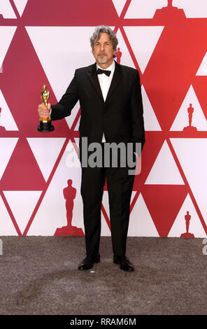 HOLLYWOOD, Kalifornien - 24. Februar: Peter Farrelly, auf der 91. jährlichen Academy Awards Presse in Hollywood und Highland am 24. Februar 2019 in Hollywood, Kalifornien. Credit: Faye Sadou/MediaPunch Stockfoto