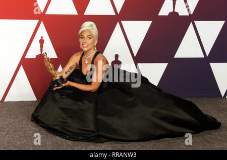 HOLLYWOOD, Kalifornien - 24. Februar: Lady Gaga, auf der 91. jährlichen Academy Awards Presse in Hollywood und Highland am 24. Februar 2019 in Hollywood, Kalifornien. Credit: Faye Sadou/MediaPunch Stockfoto