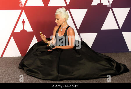 HOLLYWOOD, Kalifornien - 24. Februar: Lady Gaga, auf der 91. jährlichen Academy Awards Presse in Hollywood und Highland am 24. Februar 2019 in Hollywood, Kalifornien. Credit: Faye Sadou/MediaPunch Stockfoto