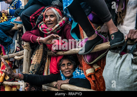 Allahabad, Indien. 24. Feb 2019. Momente der Kumbh Mela 2019 in Allahabad, Indien - die Kumbh Mela, allgemein als die größte Versammlung der Pilger in der Welt, ist ein sehr wichtiges Ereignis für den Hinduismus. Credit: Wirklich Easy Star/Alamy leben Nachrichten Stockfoto